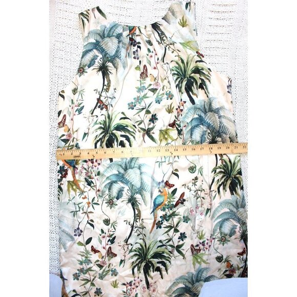 H&M summer floral Peplum tropical dress bird print macaws & butterflies Size 12 - Picture 5 of 14